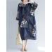 Vintage Women Folk Style Cotton Print Patchwork Dress