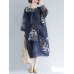 Vintage Women Folk Style Cotton Print Patchwork Dress