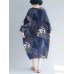 Vintage Women Folk Style Cotton Print Patchwork Dress