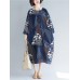 Vintage Women Folk Style Cotton Print Patchwork Dress