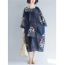 Vintage Women Folk Style Cotton Print Patchwork Dress