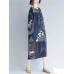 Vintage Women Folk Style Cotton Print Patchwork Dress