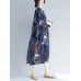 Vintage Women Folk Style Cotton Print Patchwork Dress