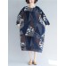 Vintage Women Folk Style Cotton Print Patchwork Dress