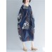 Vintage Women Folk Style Cotton Print Patchwork Dress