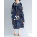 Vintage Women Folk Style Cotton Print Patchwork Dress