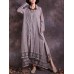 Women Vintage Cotton Linen Lace Patchwork Button Dress