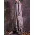 Women Vintage Cotton Linen Lace Patchwork Button Dress