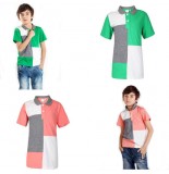 Summer Children Boy Cotton Contrast Color Polo Shirt T-shirt