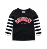 Boys Kids Striped Patchwork Long Sleeve T-Shirts For 3Y-12Y