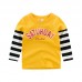 Boys Kids Striped Patchwork Long Sleeve T-Shirts For 3Y-12Y