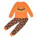 2Pcs Halloween Costume Kids Pumpkin Printed Long Sleeve Tracksuit