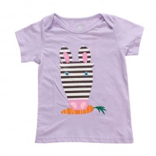 2015 New Little Maven Baby Girl Children Rabbit Purple Cotton Short Sleeve T-shirt Top