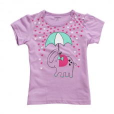 2015 New Little Maven Baby Girl Children Elephant Purple Cotton Short Sleeve T-shirt Top