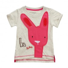 2015 New Little Maven Baby Girl Children Rabbit Light Grey Cotton Short Sleeve T-shirt