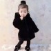 Kid Baby Girls Black Faxu Fur Hooded Coats