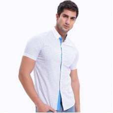 Plaid Geometrical Pattern Summer Cotton Button down Shirts for Men