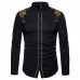 Chic Euramerica Palace Style Embroidery Slim Fit Band Collar Shirts for Men