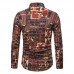 Men Ethnic Style National Printed Color Long Sleeve Casual Shirts