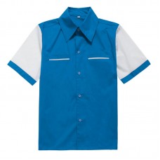 Summer Splicing Color Short Sleeve Lapel Shirts for Men