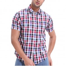 Mens Fashion Plaid Printing Short Sleeve Summer Casual Shirts