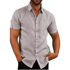 INCERUN Mens Causal Summer Collar Shirts Pocket Short Sleeve Tops