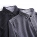 Mens Fashion Striped Long Sleeve Cotton Square Collar Casual Shirts