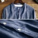 Mens Vintage Solid Color Single-breasted Stand Collar Short Sleeve Loose Casual Shirts