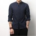Vintage Chinese Style Linen Knot Buckle Stand Collar Fashion Men Long Sleeve Shirts