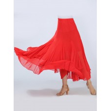 Women Solid Color Layer Irregular Hem Elastic Waist Skirts