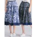 Floral Printed Elastic Waist Midi Swing Skirt For Women