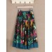 Floral Printed Elastic Waist Midi Swing Skirt For Women