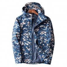 Mens Camo Printing Windproof Breathable Casual Hooded Outdoor Sports Jacket