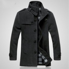 Fashion Winter Mens Warm Woolen Fleece Jacket Coat Wool Button Up