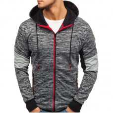 Men Zipper Color Block Hooded Sweatshirt